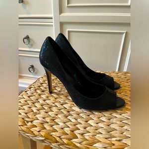 ENZO ANGIOLINI Womens Black Sparkle open toe pumps. Size 10.5